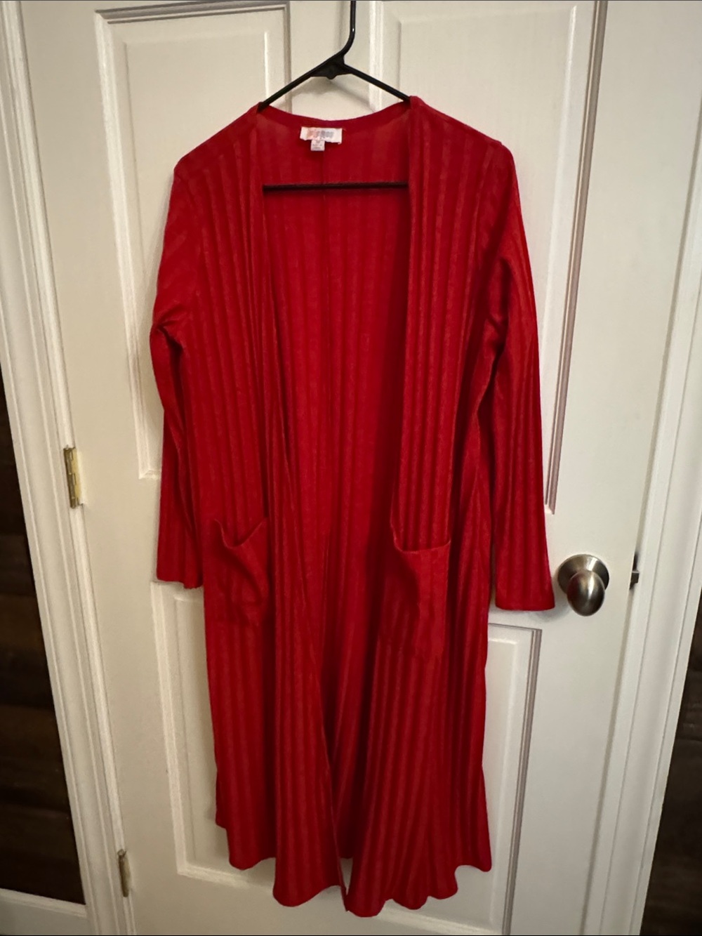 LuLaRoe Red Long Open-Front Cardigan
